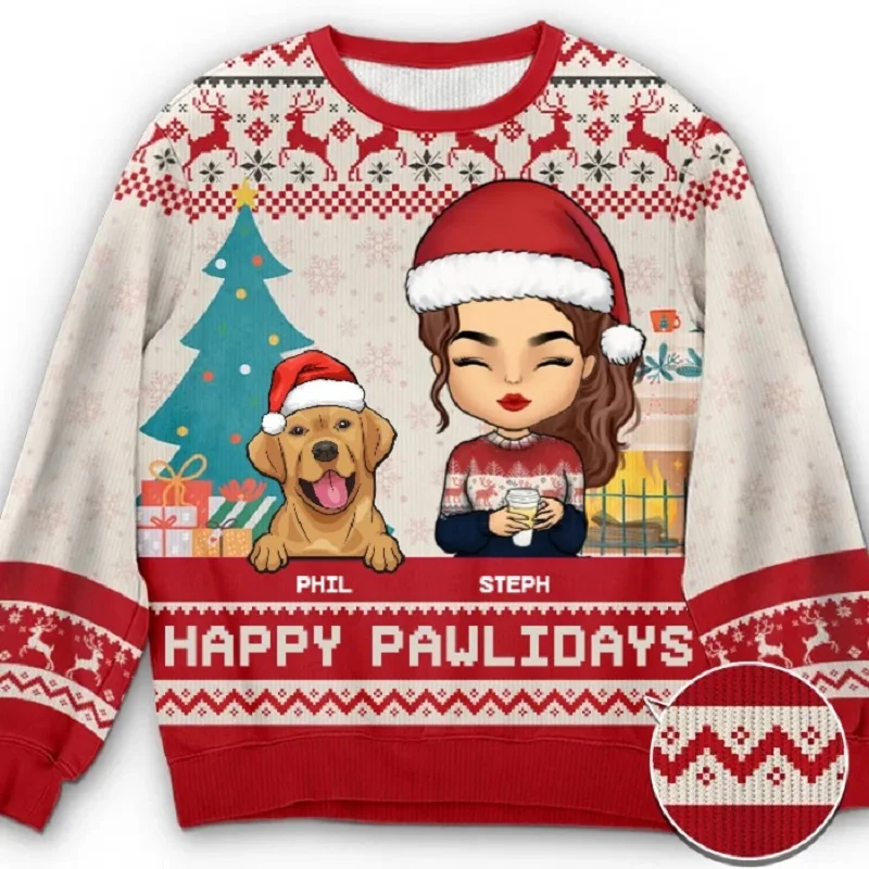 Ugly Christmas Sweater For gift Santa Elf Funny Pullover Womens Mens Christmas Printed Autumn Winter Blouses Clothing Sweatshirt