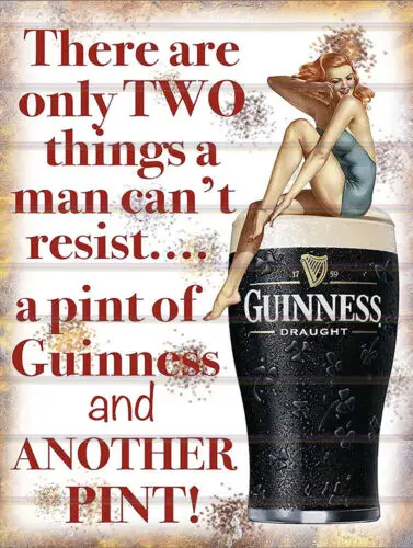 Man Can't Resist Guinness Joke, Retro Vintage Metal Sign, Man Cave