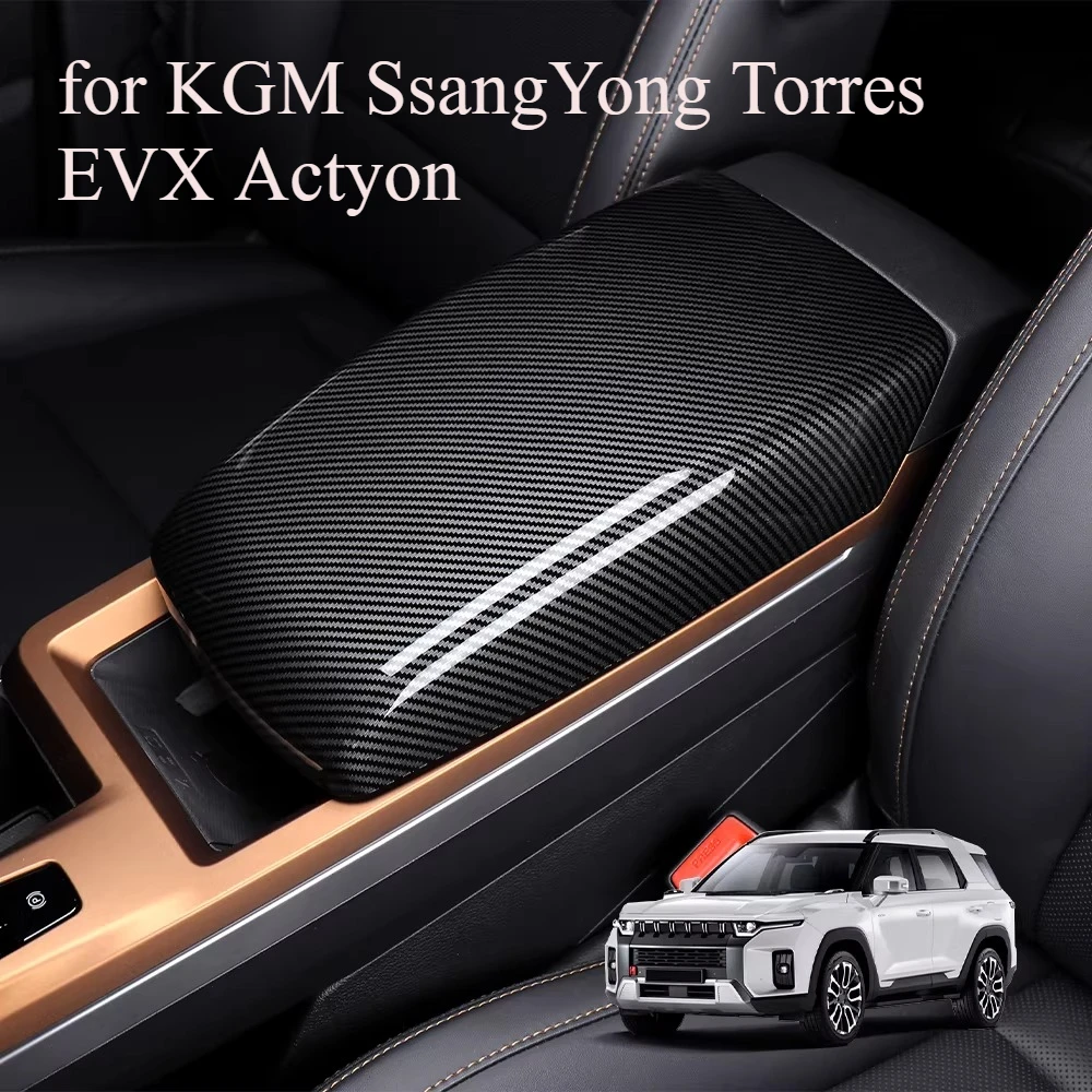 

Carbon Fiber Style Center Console Armrest Cover Trim for KGM SsangYong Torres EVX Actyon Interior Accessories