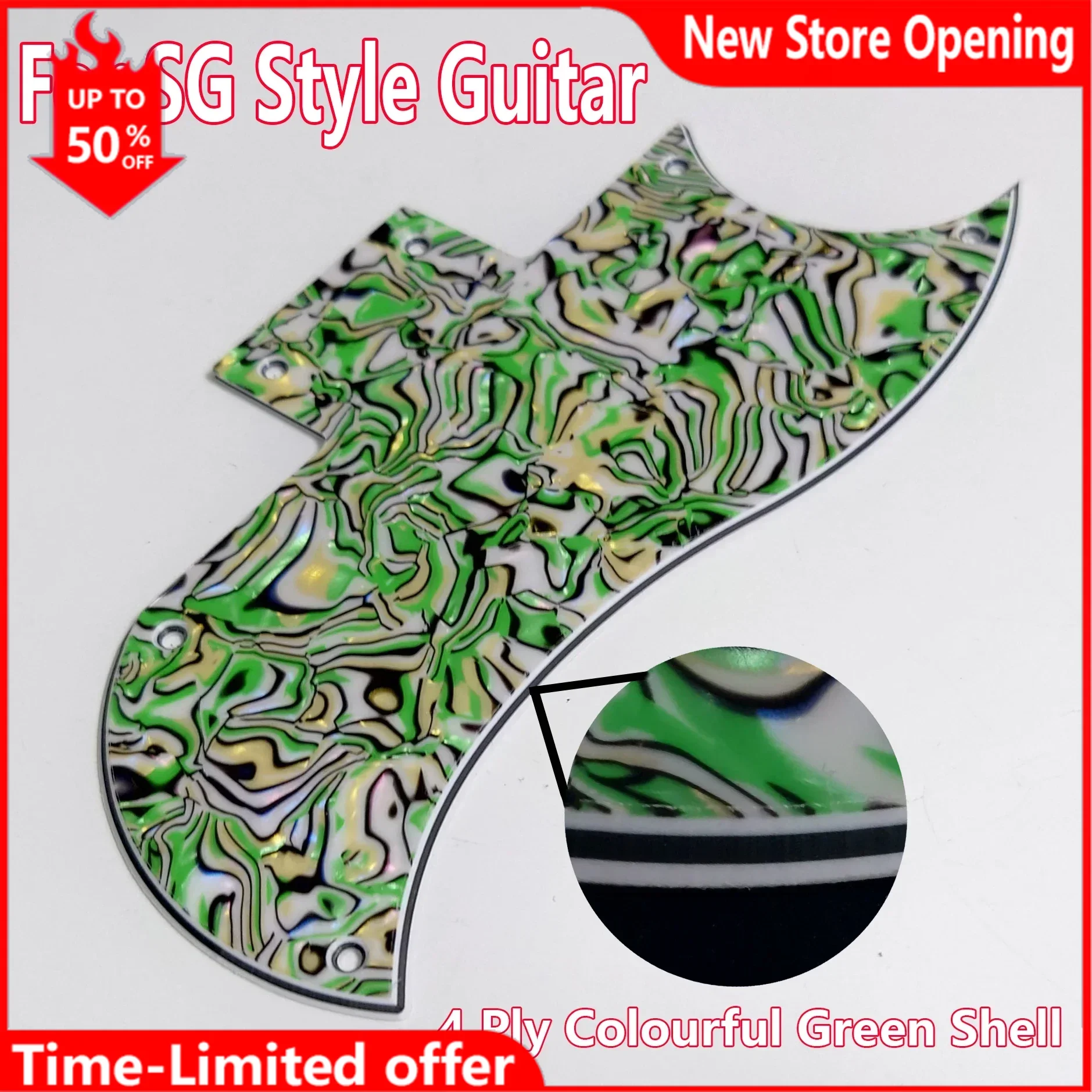 Guitar Pickguard For SG 61 Style Guitar Scratch Plate 4 Ply Colourful Green Shell Guitar Accessoires