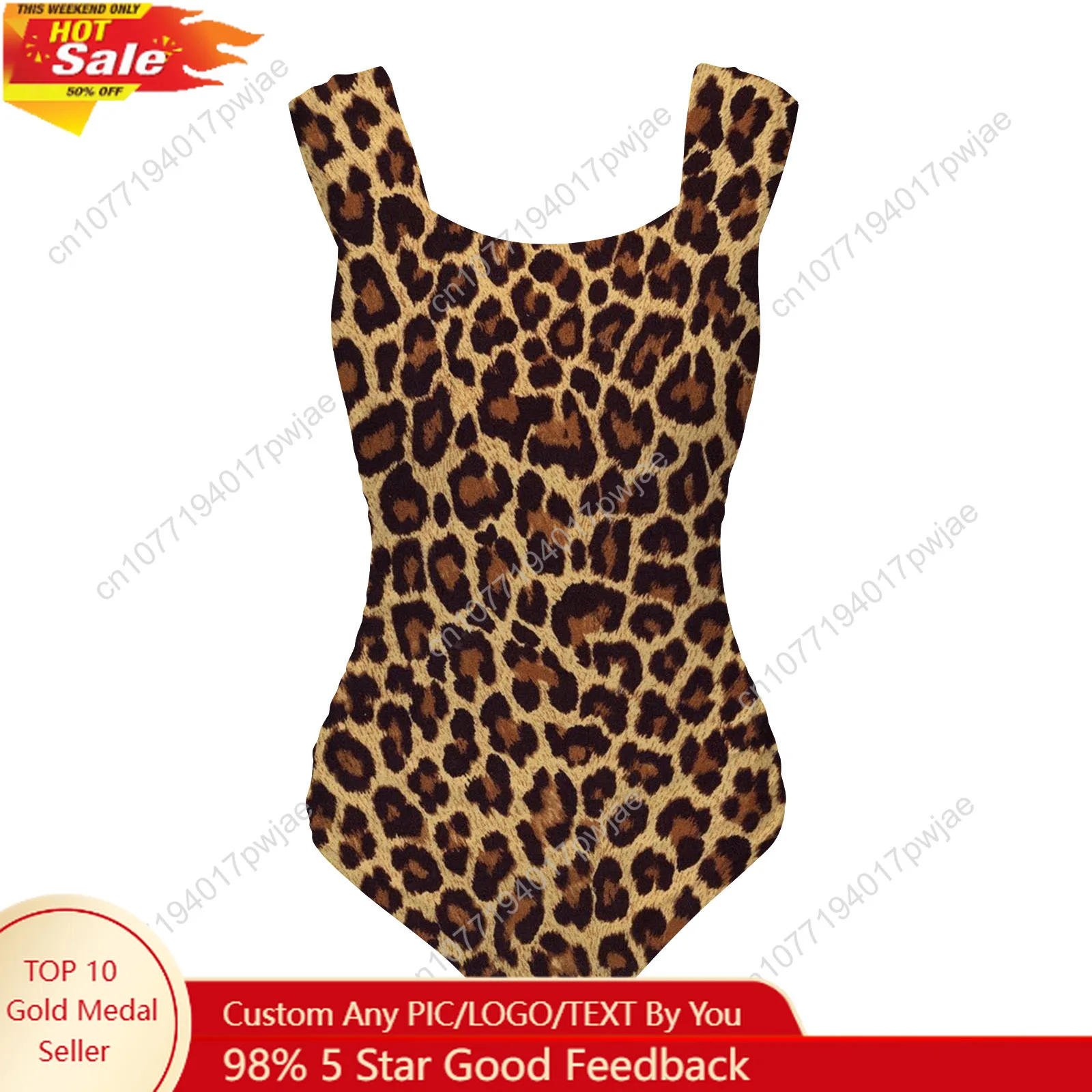 

Leopard Print Pattern One Piece Swimsuit Wide Strap Women Bathing Suits Swimwear Pool Beach Sexy Bikini Customize Beachwear