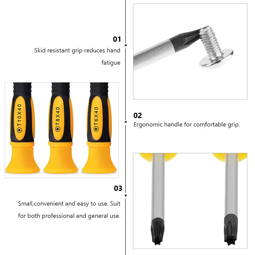 

7pcs Screwdriver Security Gamepad Repair Tool Skid Resistant Grip Ergonomic Handle Industrial Grade Durable Easy Repair