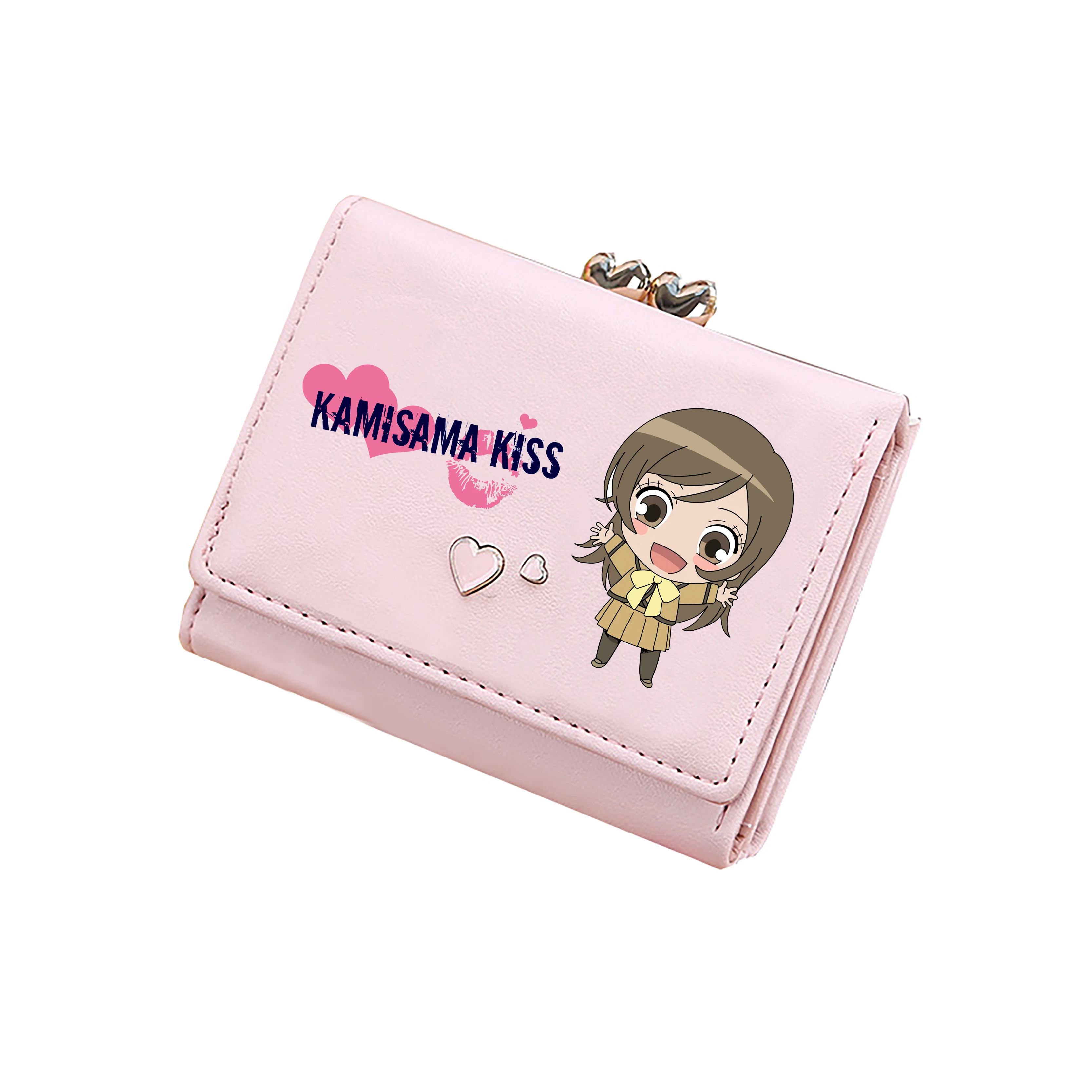 Kamisama Love Cartoon Short Wallets Tomoe ID Card Holders Cute Coins Pockets Pu Leather Pink Purses Moeny Bag Girls Mini Clutch