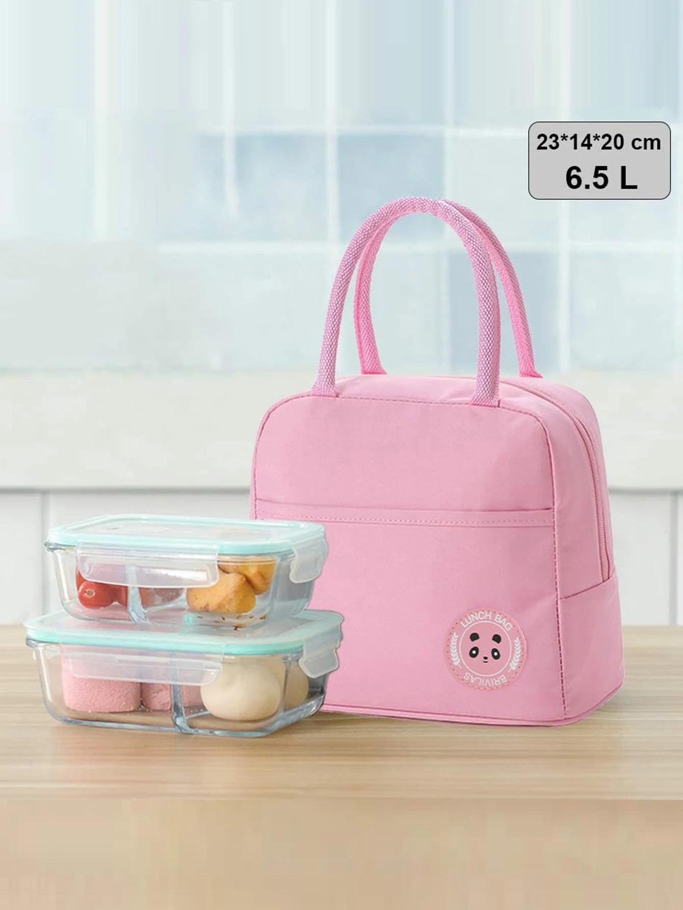 Bento Bag Bear Label 600D Oxford Cloth Thickened Aluminum Foil Insulation Waterproof Durable Lightweight Soild Color Lunch Box