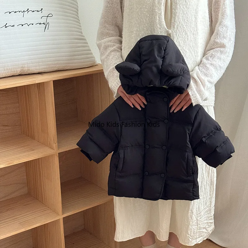 

Children's Down Jacket Winter Baby Down Coat Thickened Hooded Mid-Length White Duck Down Outerwear 80-110cm