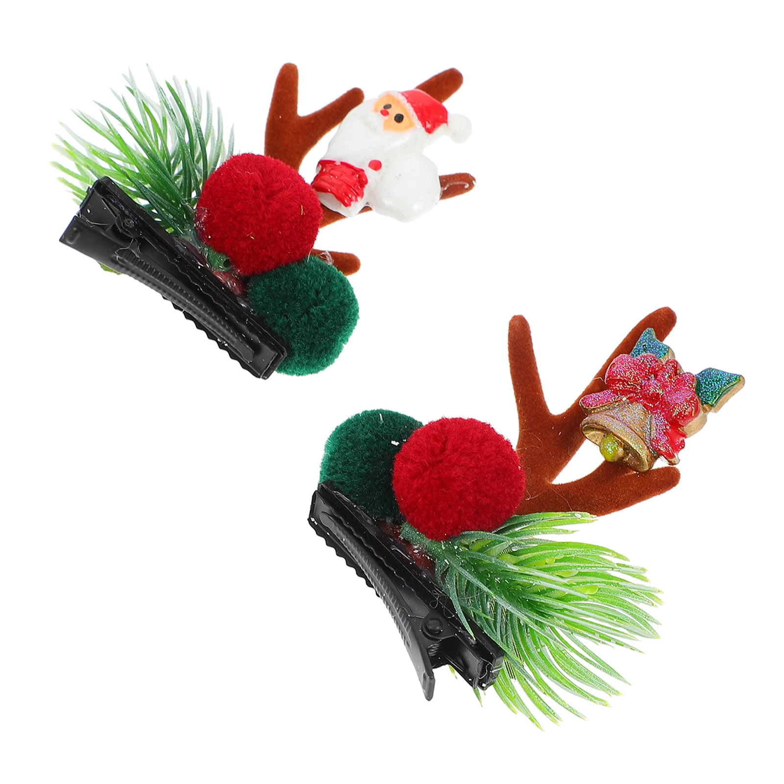 

2Pcs Deer Antlers Hairpins Christmas Hairstyle Accessories Thick Fabric Barrettes Xmas Party Clips Assorted Color