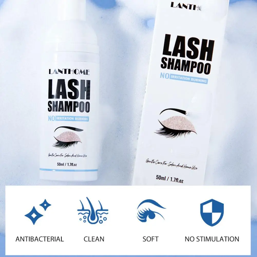 Eyelash Extension Foam Cleanser, Shampoo Brush, Lash Foaming Wash, Limpeza Profunda, Salão de beleza, Casa, E9E3, 50ml