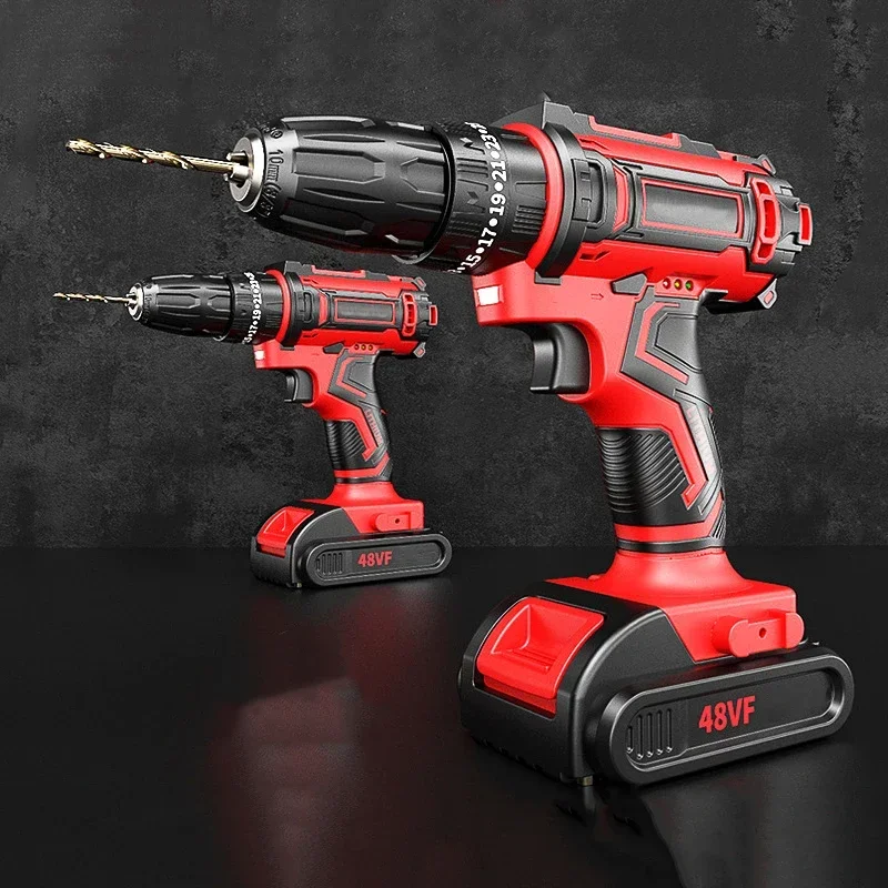 12V 18V 48V Cordless Drill Electric Screwdriver Hammer Drill Mini Wireless Power Tools Driver DC Lithium-Ion Battery 3/8-Inch