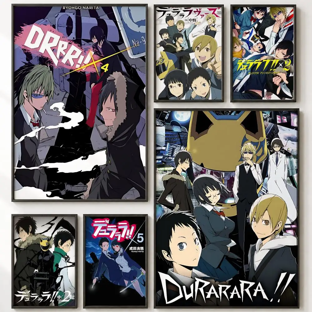 Super Entertainment D-Durarara!!S Poster Vintage Retro Anime Poster Stickers Peel and Stick Wall Art Home Decor