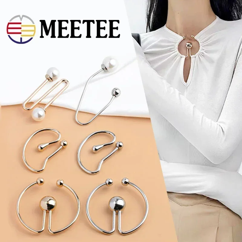 Meetee 2/5/10P U-shaped Rings Metal Hook Bar Shoes Screw Decorative Ring Buckle Double-headed Detachable Irregular Spiral Button