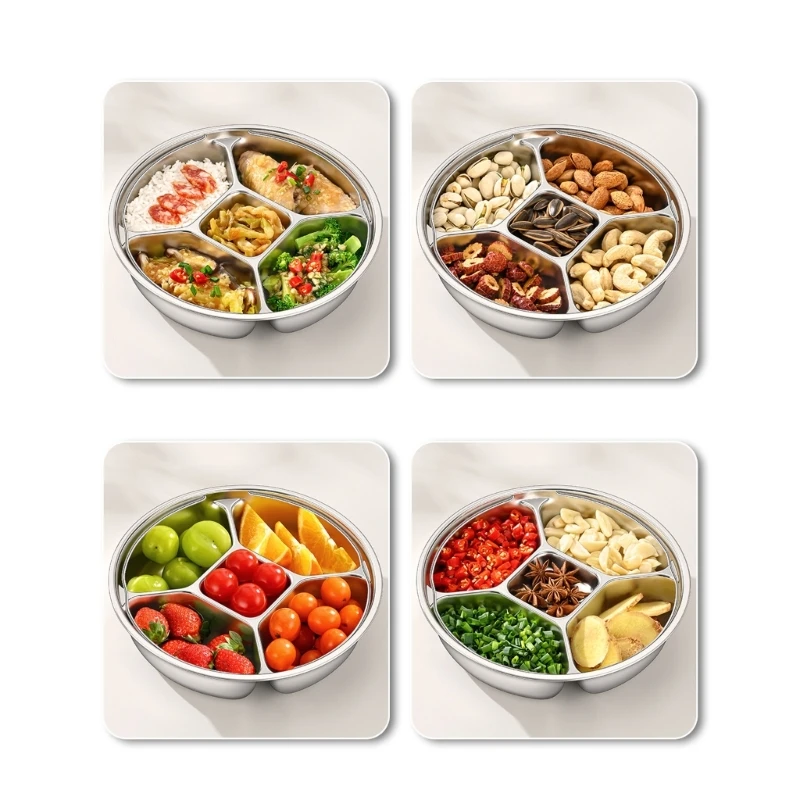 316L Stainless Steel Serving Divided Steam Tray With Double Handle Separated Plate For Efficient Meal Preparation HX6C