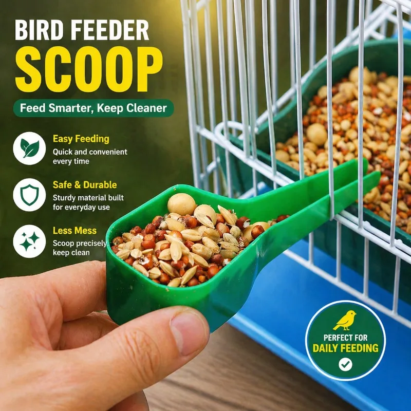 Multifunctional Bird Feeding Spoon Practical Food Shovel Tool Portable Dry Grain Scooper Handy Water Adding Helper Smooth