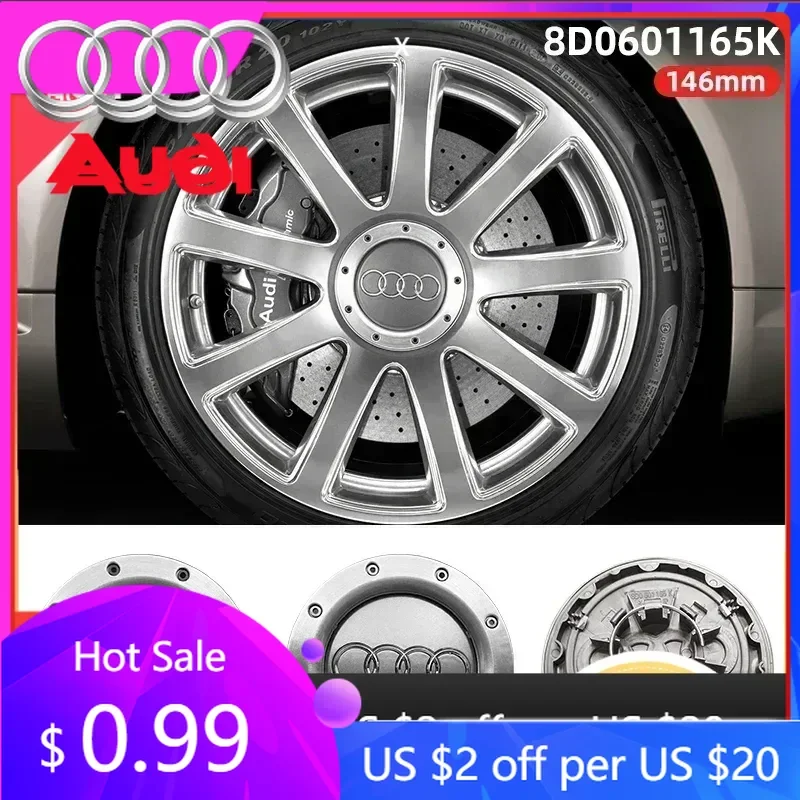 Car Sticker Hot For Audi For Audi 4pcs 146mm 8D0601165K Grey Black Wheel Center Hub Caps Rim Caps Emblems Badge logo for audi Qu