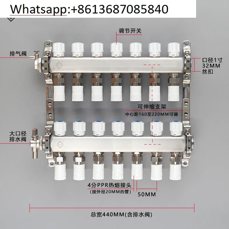 PPR20/25-точечный коллектор воды, 4 точки, 6 точек, термоплавкая труба, вентилятор радиатора, водяной клапан из нержавеющей стали, коллекторный клапан