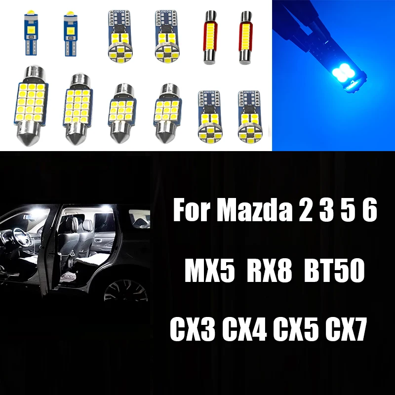 For Mazda 2 3 5 6 BK BL BM BP GG GH GJ GL CX3 CX4 CX5 CX-5 CX7 MX5 RX8 BT50 2003- 2019 2020 2021 2022 Car LED Lights Accessories