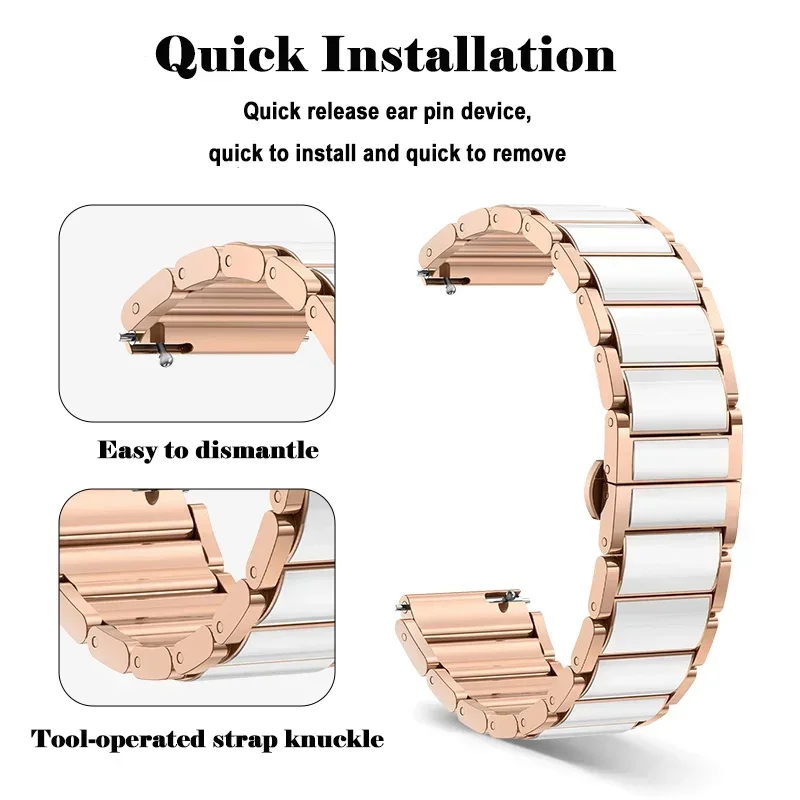 حزام سيراميك 18 ملم لساعة هواوي GT5/4 41 ملم/GT5 Pro 42 ملم سوار معصم نسائي لساعة هواوي GT5 GT4 سوار ساعة معدني