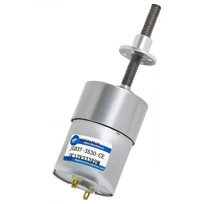 12V/24V miniature DC speed reduction motor with M6 threaded screw shaft, JGB37-3530 speed control motor
