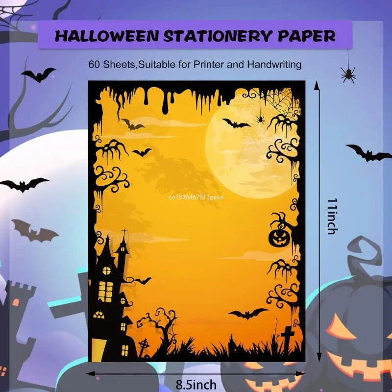 60 folhas papel carta com tema Halloween para impressão 11 8,5 polegadas, para Halloween Dropship