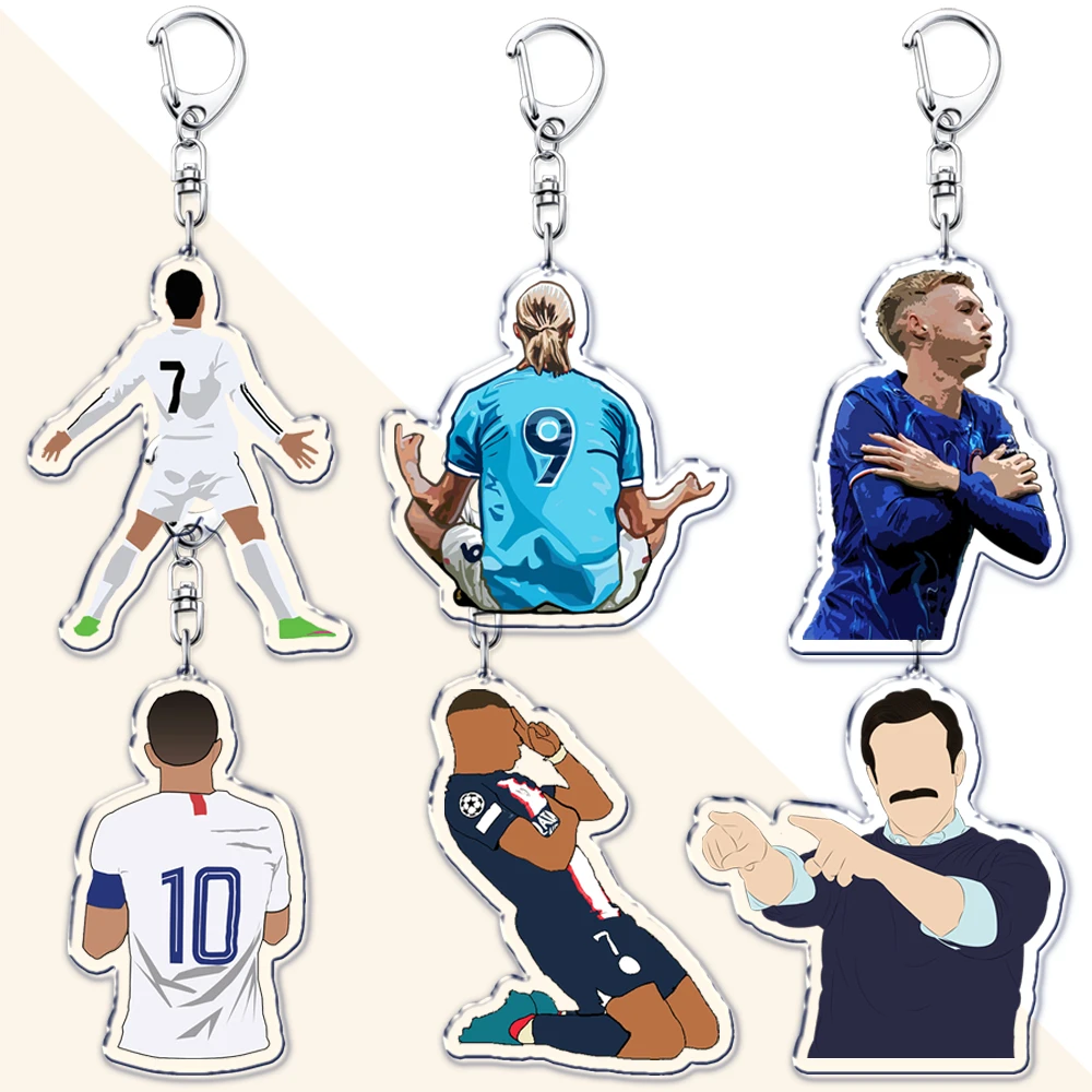 Popular Soccer Ball Player Keychains for Accessories Bag Football Key Chain Ring Fans Gifts Friends Keyrings