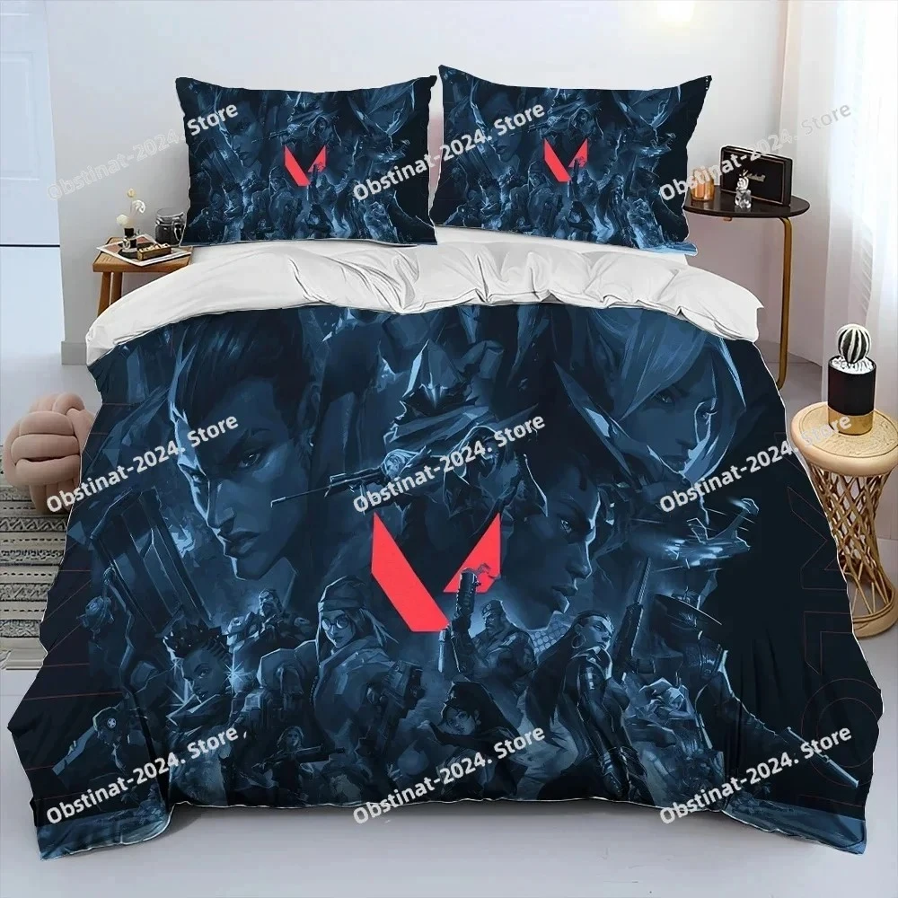 

3D VALORANT Game Gamer Cartoon Comforter Bedding Set Printed Duvet Cover Sheet Pillowcase Soft Quilt Cover Full Queen King Size