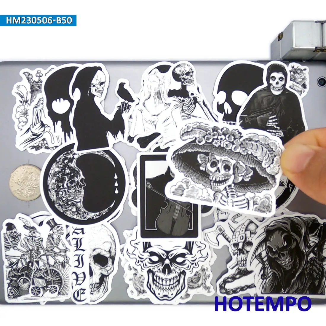 Skull Stickers Set, Demon Monster Cthulhu Retro Gothic, for Laptop Car Phone Motorcycle Luggage, Funny Sticker Pack, 20/30/50PCS
