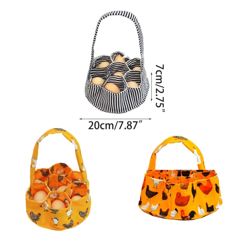 Foldable Eggs Collection Basket 7 Pockets Chicken Eggs Storage Bag Convenient Collecting Bag for Home Farm Garden Use