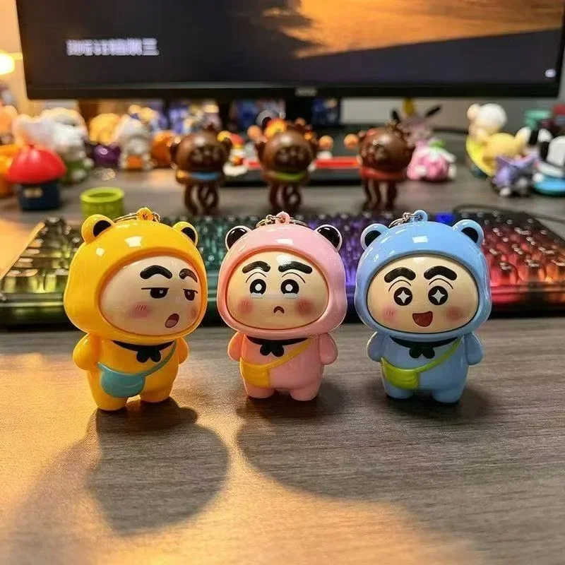 Crayon Shin-chan Face-Changing Mini Figure Keychain Cute Anime Doll Bag Charm Car Key Ring Pendant Collectible Gift Decoration