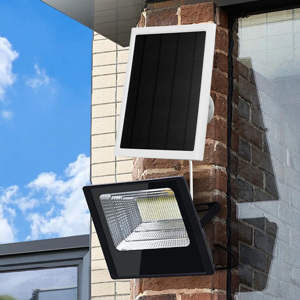 Panel solar de 6W y 6V para foco de anillo/cámara adhesiva, cargador solar impermeable con puerto DC3.5 * 1,35 y cable de 3M/9,8 pies