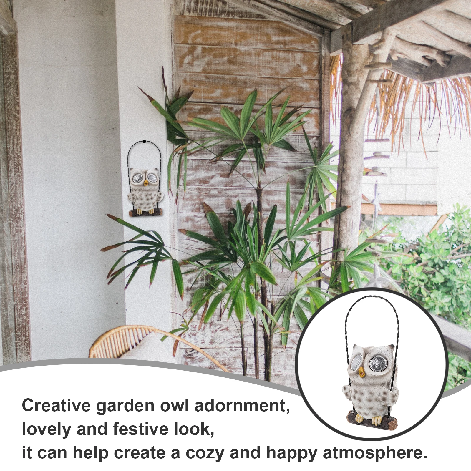 

Solar Powered Light Grey Resin Waterproof Hanging Garden Decor Outdoor Pendant Solar Garden Accessory Lights Statue nament