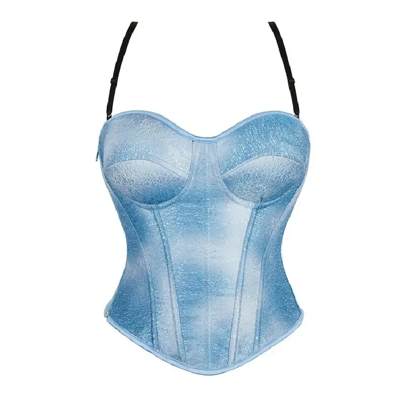 

Spaghetti Strap Corset for Women Overbust Corset Top Plus Size Lace-Up Corset With Cup Zipper Vintage Gothic Corselet Vest