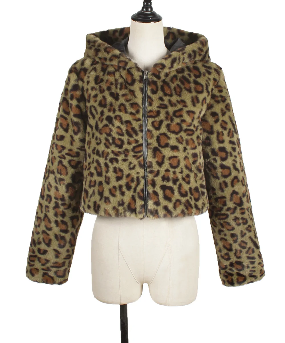 Vrouwen Y2k namaakbontjassen jas rits jassen luipaardprint jas dikke warme capuchon streetwear elegante open steek herfst winter