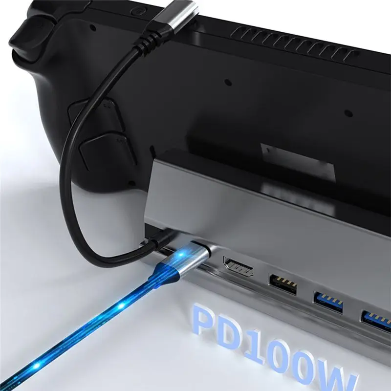 AABFK For Steam Deck Dock Station TV Base Stand Hub Docking USB C to RJ45 Ethernet HDMI-Compatible USB3.0 for SteamDeck