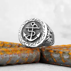 Stainless Steel Vintage Chain Anchor Raven / Raven Viking Rings for Men Fashion and Creative Party Jewellery Gifts Wholesale