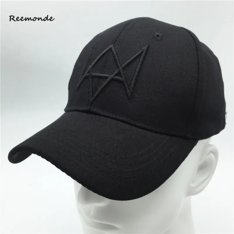 Reemonde Mode Aiden Pearce Cosplay Maskers Hoed Verstelbare Black Dad Snapback Baseball Cap Halloween Hip Hop Mannen Bone Caps