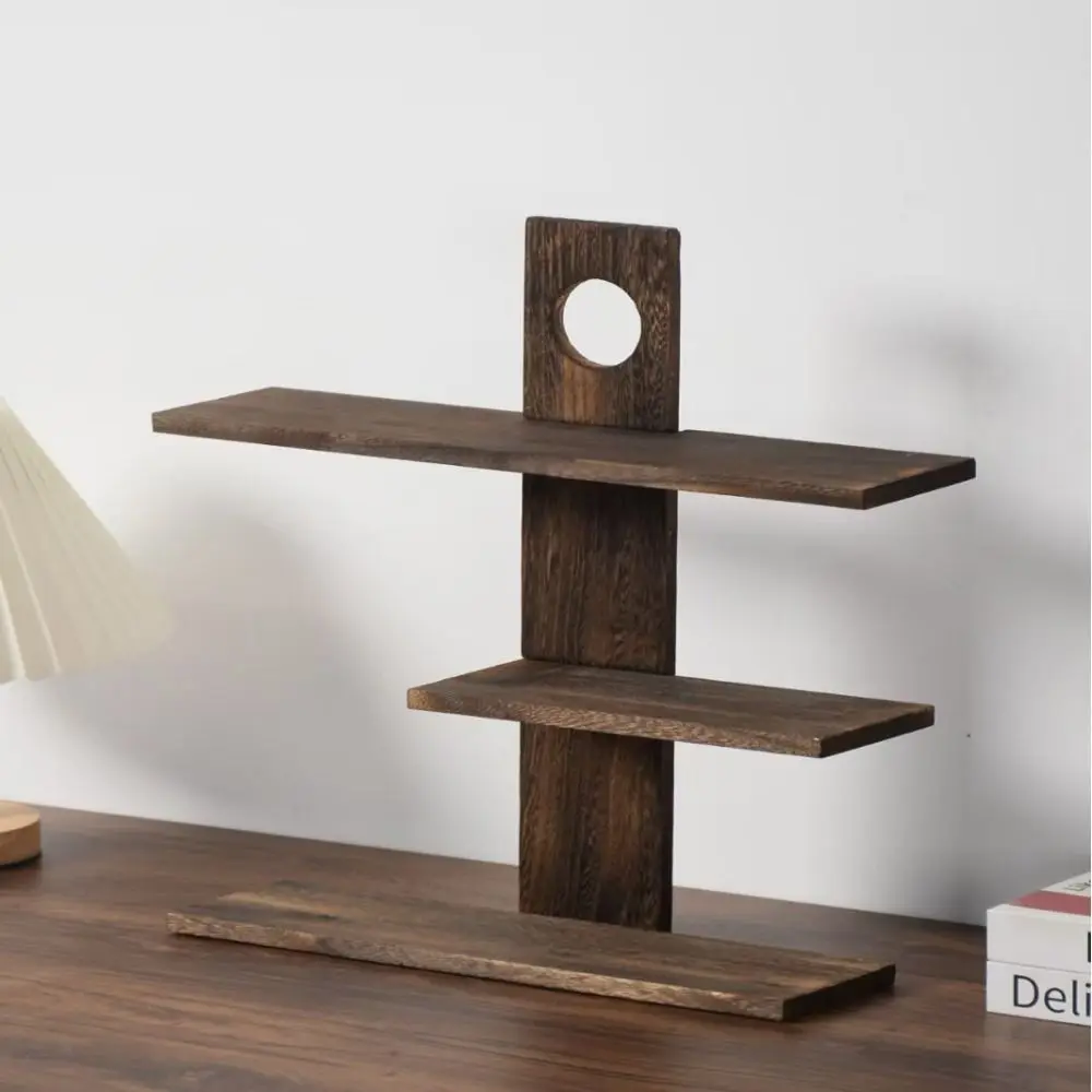 3-4 Layers Chinese Style Storage Holders Solid Wood Tea Set Wooden Tea Set Rack Multi-Layer Retro Design Antique Stand