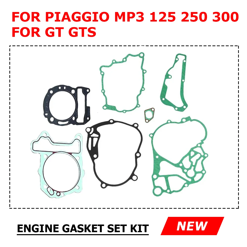 Motorcycle Engine Gasket Set Kit Cylinder Gearbox Crankcase Clutch Cover Gasket For Piaggio MP3 300 250 125 GT 250 IE GTS 250