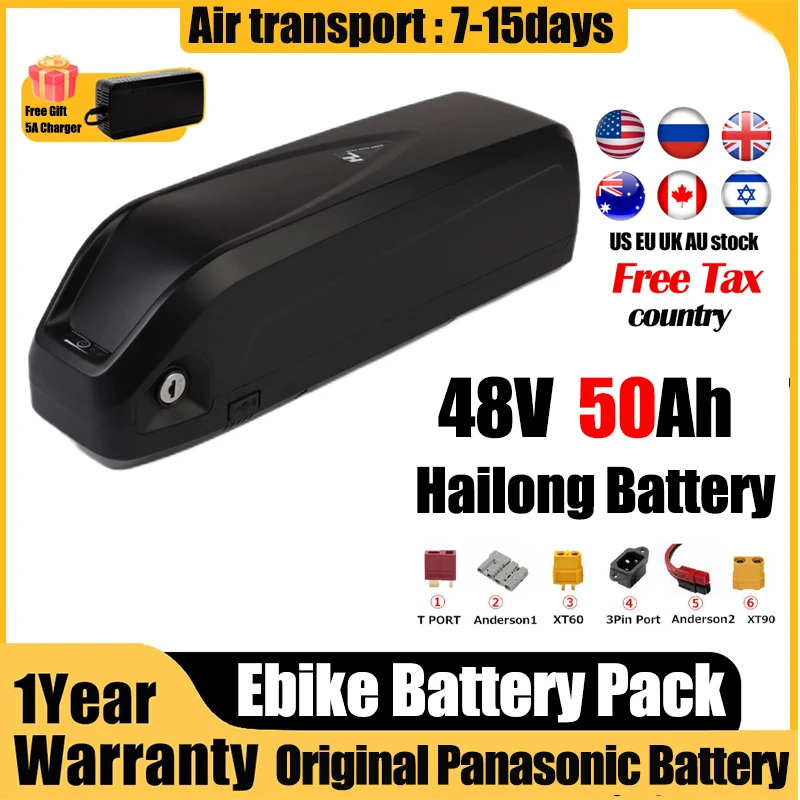 

48V DownTube Ebike Battery Hailong 48V 52V 72V 20Ah30Ah 40Ah 50Ah Te-sla Pack With 40A BMS for 1500W 1000W 750W 500W 350W Motor