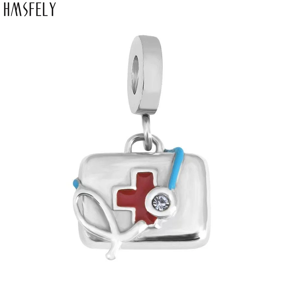 

HMSFELY medical box Pendant For DIY Bracelet Necklace Jewelry Making Charm Beads Bracelets Parts