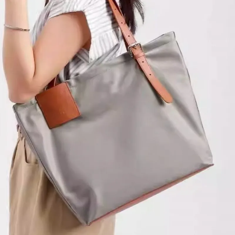 

JIAERDI Retro Gray Simple Tote Bag Women Waterproof Oxford Cloth Large Capacity Shoulder Bag Ladies Fashion Commute Underarm Bag