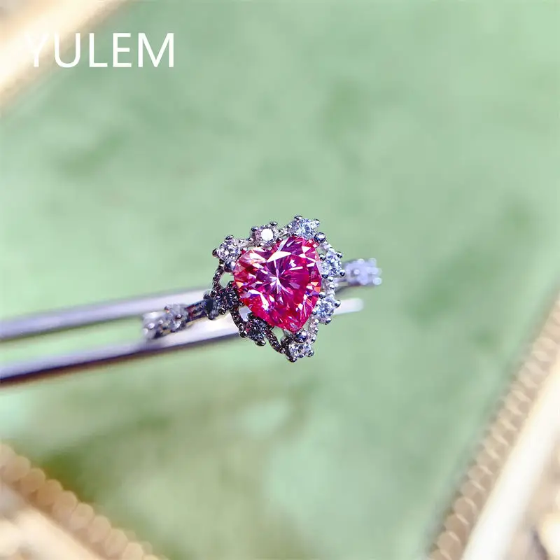 

Роскошное кольцо YULEM с розовым муассанитом и бриллиантами, обручальные кольца из стерлингового серебра 925 пробы, женские ювелирные изделия с бриллиантами