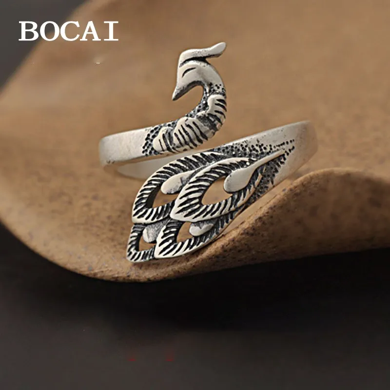 

Женское Открытое кольцо с павлином из серебра 925 пробы