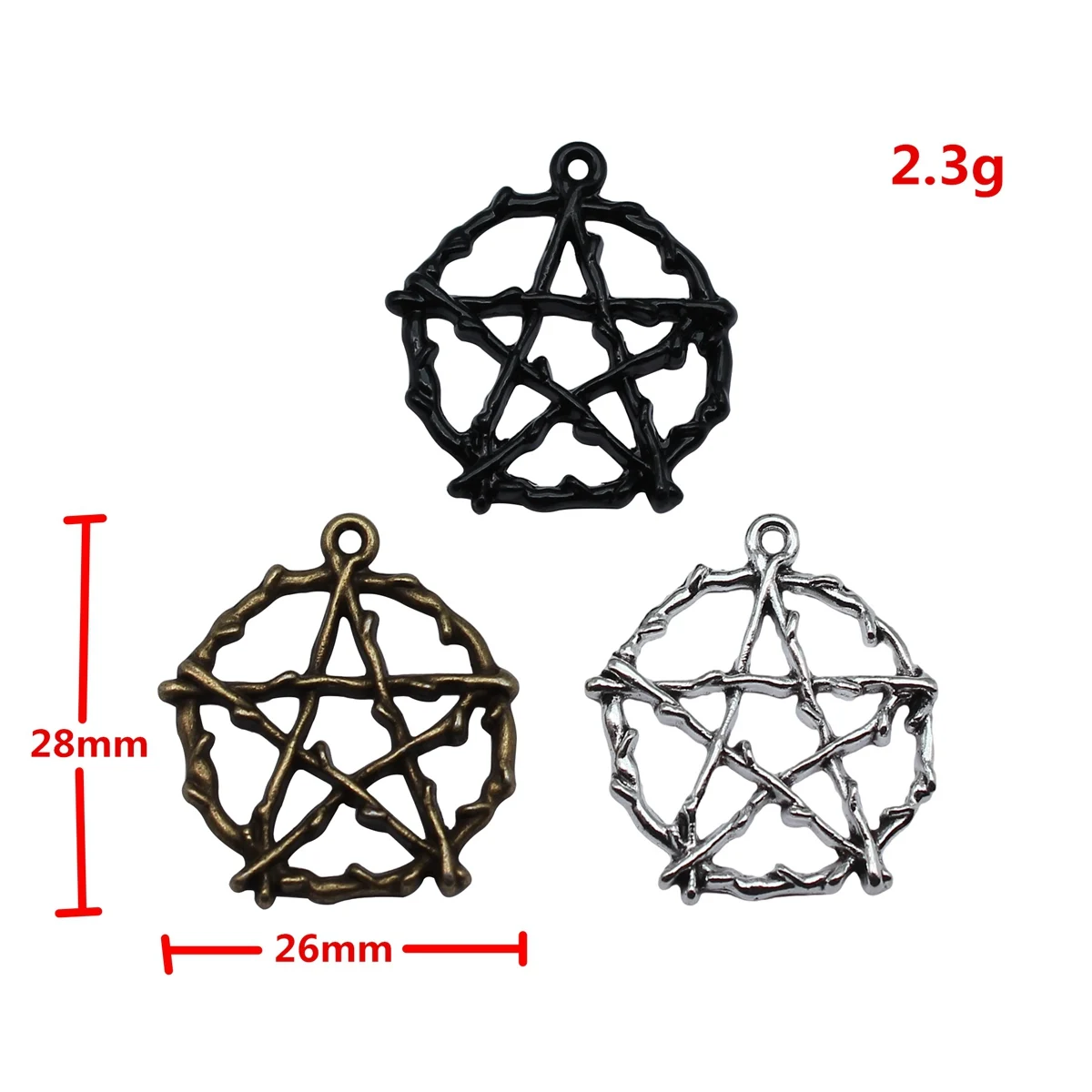 WYSIWYG 10pcs 28x26mm 3 Colors Pentagram Charms Star Pendant For DIY Jewelry Making Necklace Earring Making