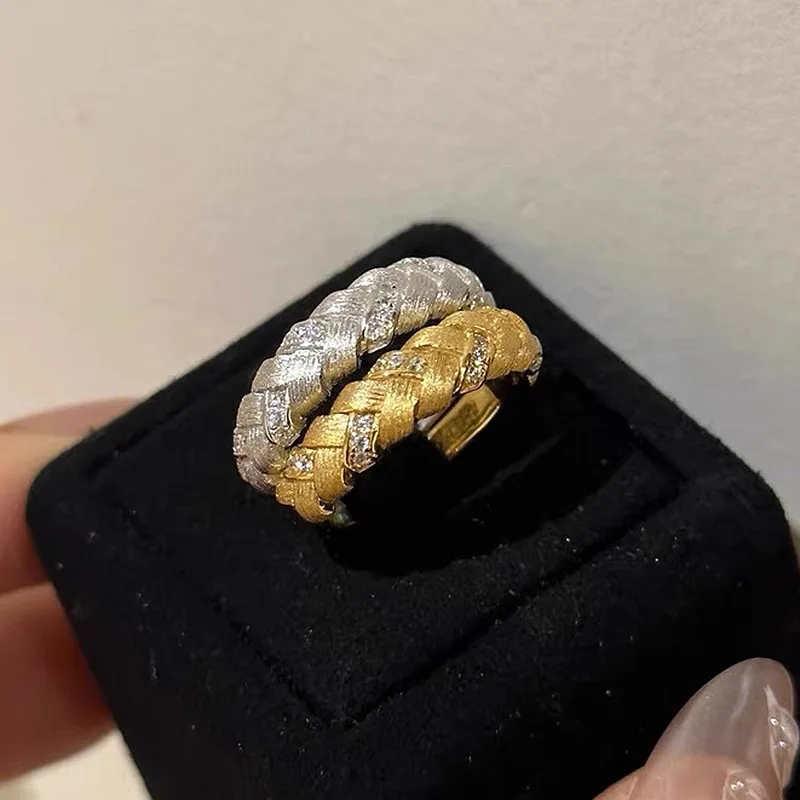

925 Silver Ring with Italian Craftsmanship, Wheat Ear Woven and Brushed Finish for Daily Wear. Women's Gift, Simple and Fresh.