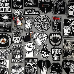 Black and White Embroidery Patches for Clothing Punk Skull Applications Iron on Patches Sewing Clothes Stickers