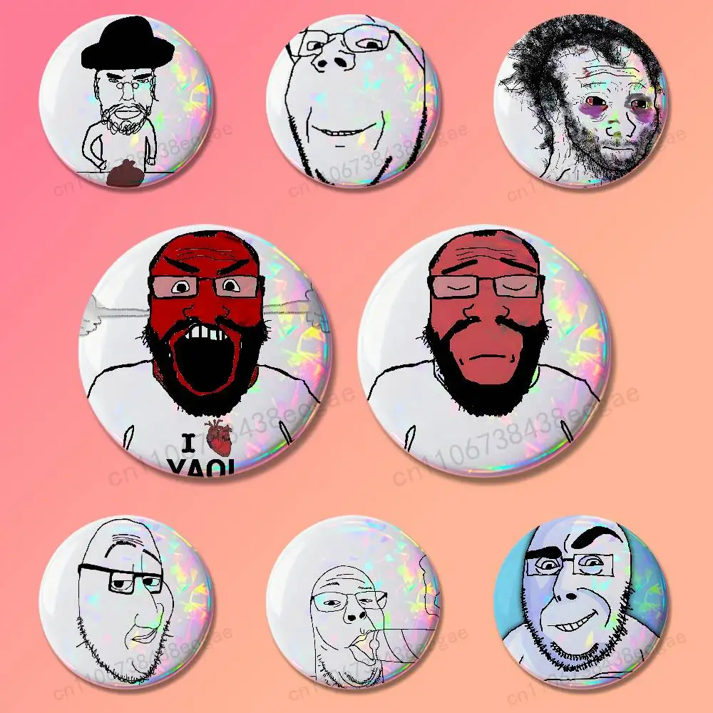 Emojis Wojak Soyjak Its Over Badges 25 32 44 58 75 mm Round Cosplay Pin Bag Decor Fans Collect Friends Gifts Brooch Souvenir