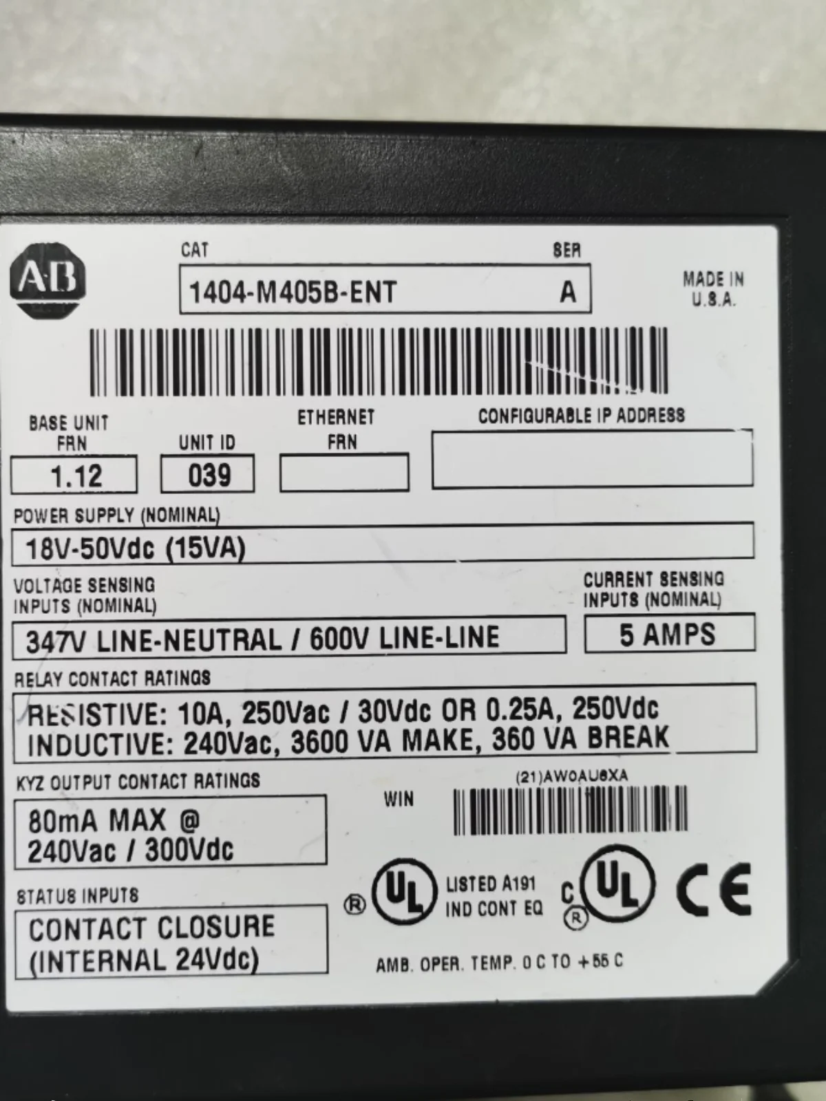 AB Control Module 1404-M405B-ENT Original Spot