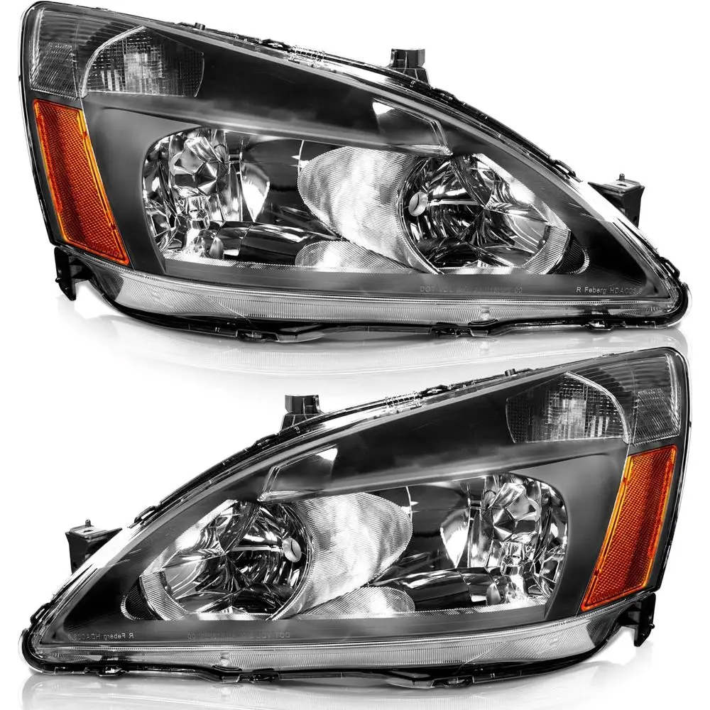 

2003-2007 Honda Accord OE Replacement Headlights, Black Housing, Amber Reflector, Set for 2/4-Door Models
