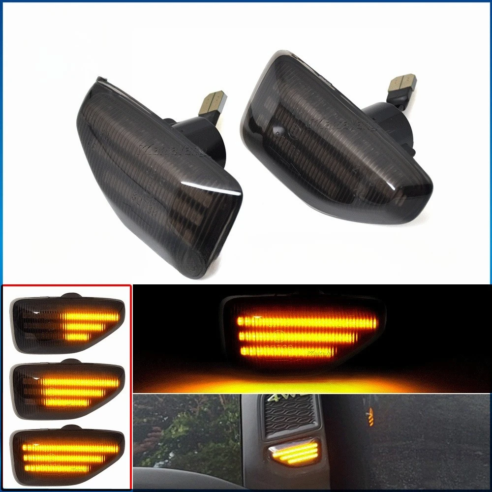 

2PCS For Dacia Duster Logan Sandero Side Wing Light Amber Sequential Turn Signal Lamp Blinker Indicator