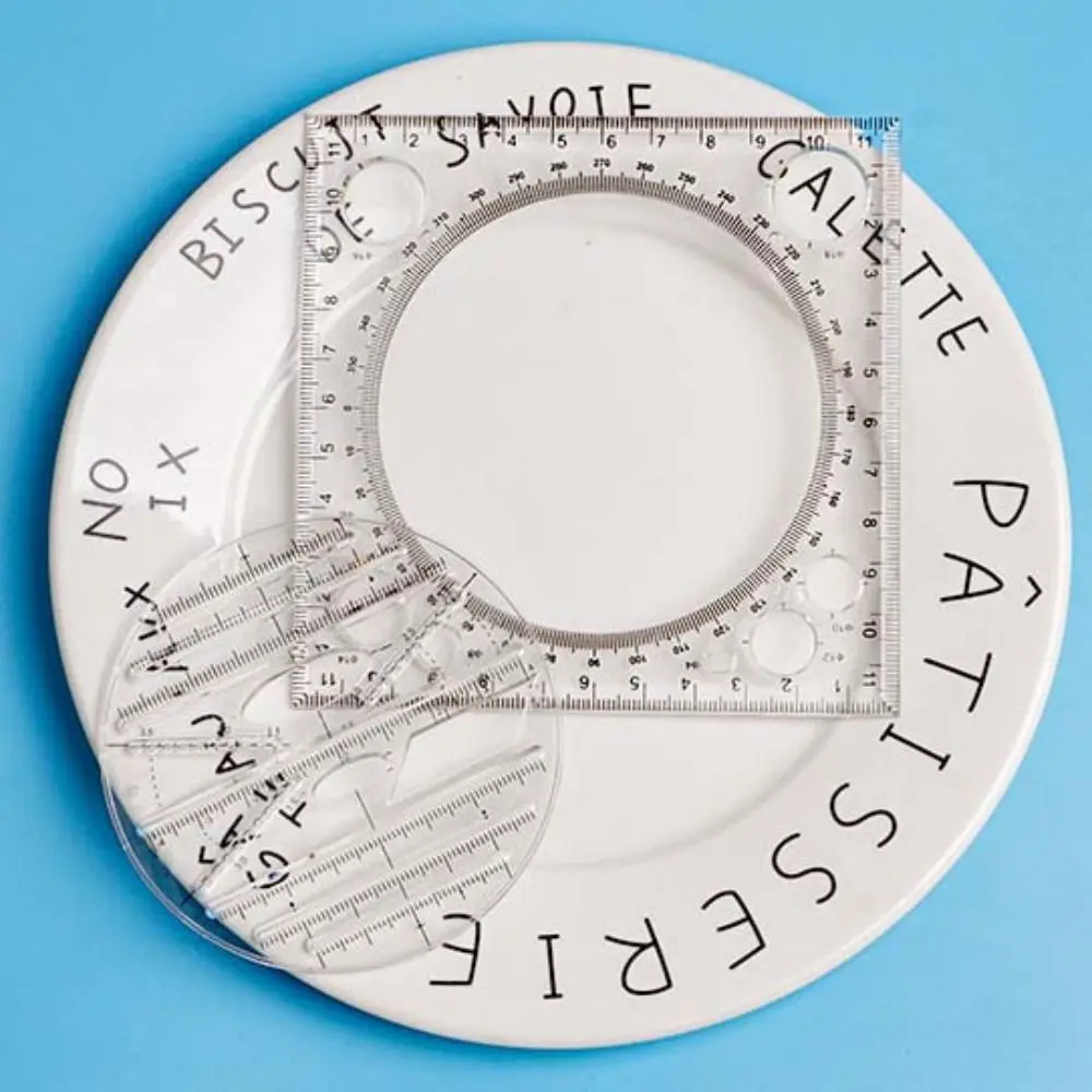 Protractor Geometry Drawing Ruler Transparent Multi-Functional Rotatable Ruler Educational Plastic Circle Drafting Ruler