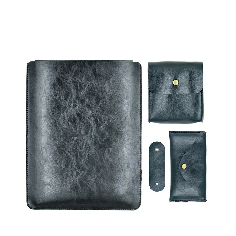 Combination Suit 14 Inch Laptop Bag Case PU Leather Sleeve For M1 M2 MacBook Pro 14 Ultra Thin Computer Pouch